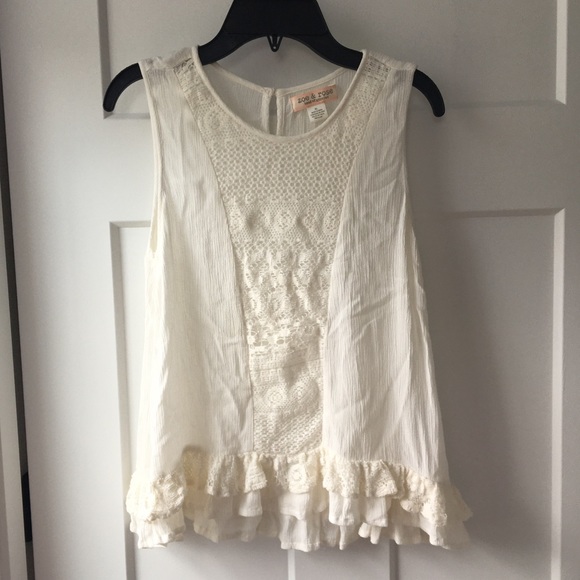 GIRLIE BUNDLE 💞 Girls off white sleeveless top - Picture 1 of 5